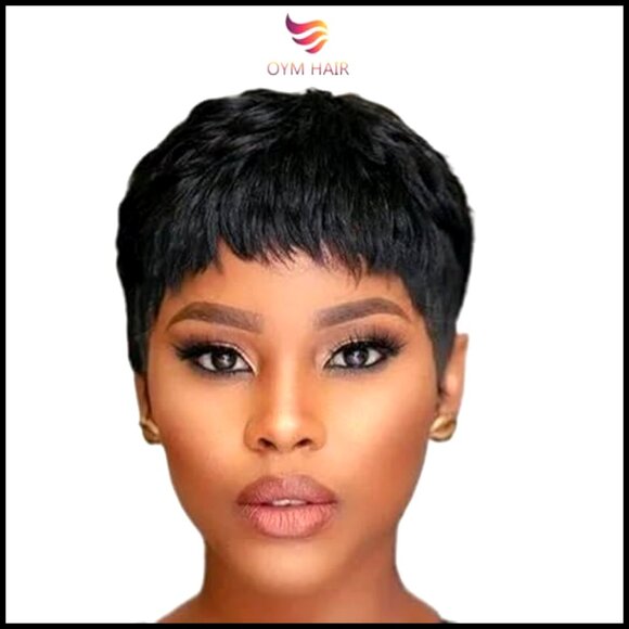 Short Pixie Cut Human Hair Wig Slight Curly Brazilian Virgin Hair Natural main image 4